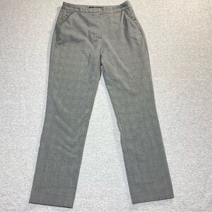 Zara Pants Women's S Gray Plaid Check Ruffle Mid Rise Straight Leg Trousers